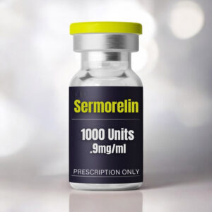 Sermorelin vial labeled with dosage information, highlighting its use in medical treatments offered by Combat Medic Wellness for wellness and weight loss solutions.