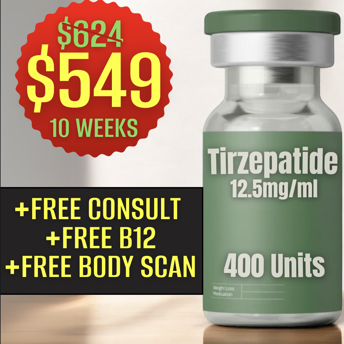 400 Units Tirzepatide $549 (10 Weeks)